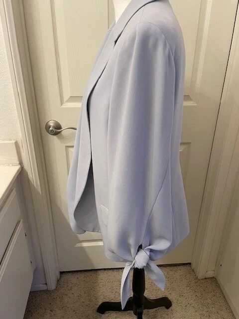 Blazer Lafayette 148 New York para mujer gris manga corbata frente abierto talla 14 Foto 3 de 4