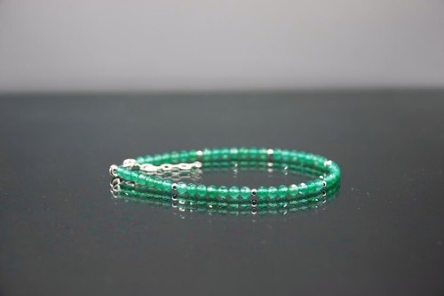 A++ Natural Green Onyx Faceted Round Gemstone Gold Filled Beaded Bracelets 6-8'' - Picture 10 of 15
