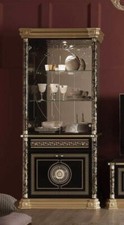New Luxury Venus  Versace Design Italian Black/Gold 2 Door Display Cabinet