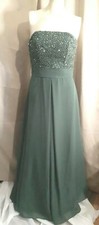 Emerald Green Strapless Formal Sequin Bodice Long Evening Gown Lined Sz Med/10 