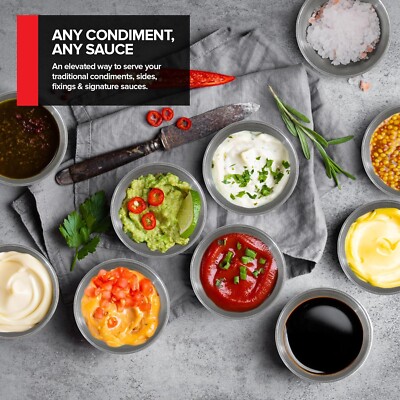 1.5 oz Stainless Steel Condiment Cups (12 Pack), Individual Portion Dipping Sauce Cups, Small Metal Ramekins for Ketchup
