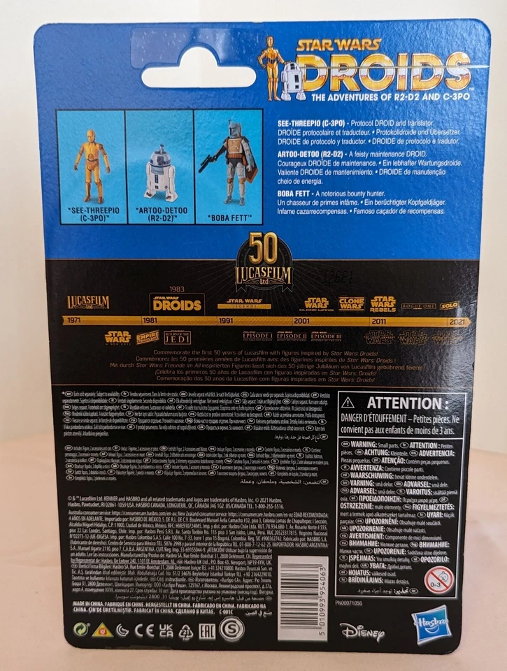 ¡Nuevo! Lote de 3 DROIDS KENNER 3.75" Star Wars Retro R2-D2/C-3po/Boba Fett/COMO NUEVO Foto 4 de 4