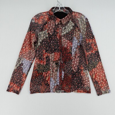 Desigual Christian Amberes Autumn Colour Floral Sheer Shirt Small Long Sleeve