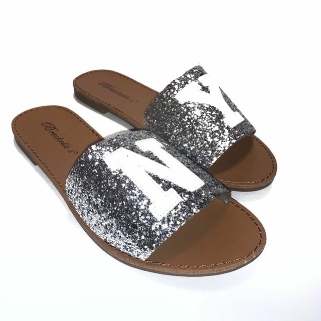 NY Glitter Slip On Sandals eBay