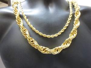 Authentic 14KT GOLD PLATED  7MM TO 16MM ROPE CHAIN  NECKLACE 24"-36"