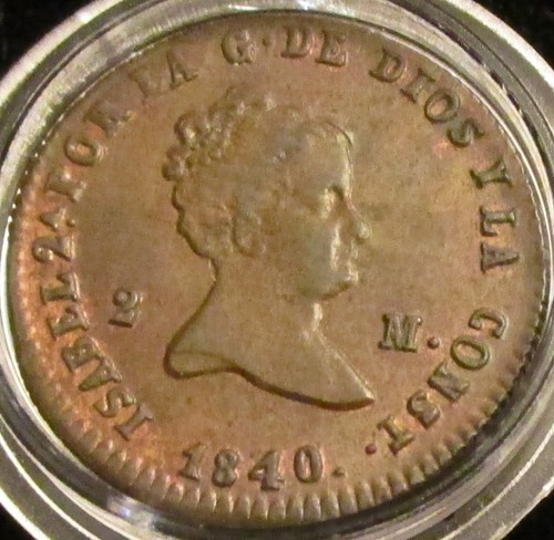 *GUTSE*768-ISABEL II, 2 MARAVEDIS 1840, SEGOVIA, CASI SIN CIRCULAR, MUY ESCASA. - Imagen 2 de 3