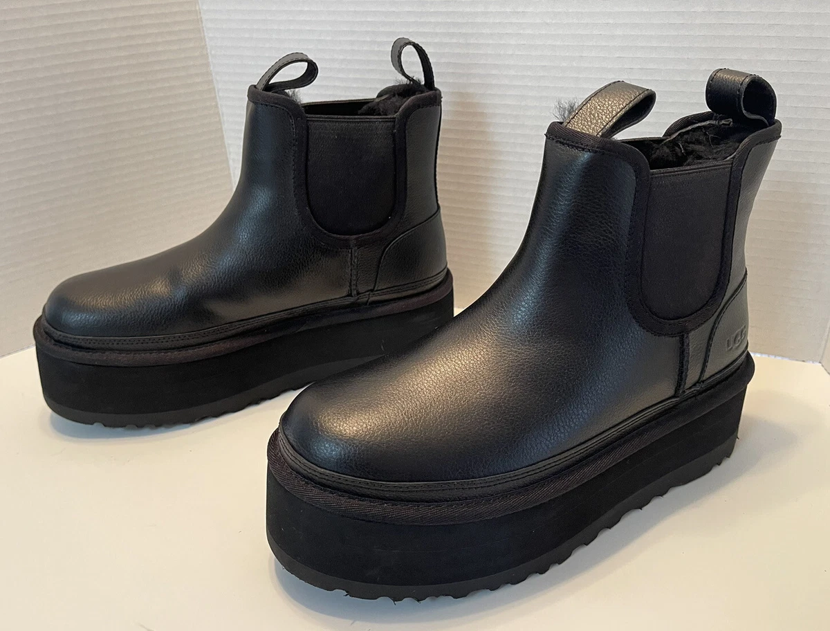 UGG NEUMEL PLATFORM CHELSEA WOMEN'S BOOT BLACK SIZE 8