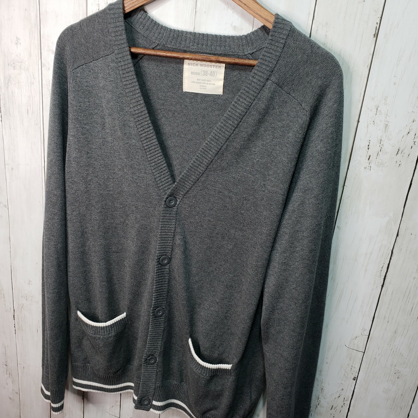 Five Four X Nick Wooster Gray School Boy Cardigan Swe… Gem