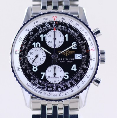 Breitling Uhr Old Navitimer 41,5 mm Chronograph Stahlband Klassiker black arabic