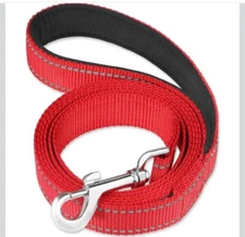 4FTReflective Dog Leash with Soft Padded Handle 1 Inch Wide,Red, (Medium -Large)