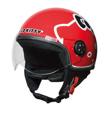 Casco Moto Demi Jet Omologato Hello Kitty con visiera e interni in