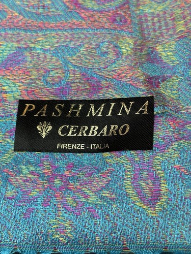 Pashmina Cerbaro Boho Multicolor Scarf Wrap Fringe Hem Florence Italy ~70”x 26” - Picture 2 of 9
