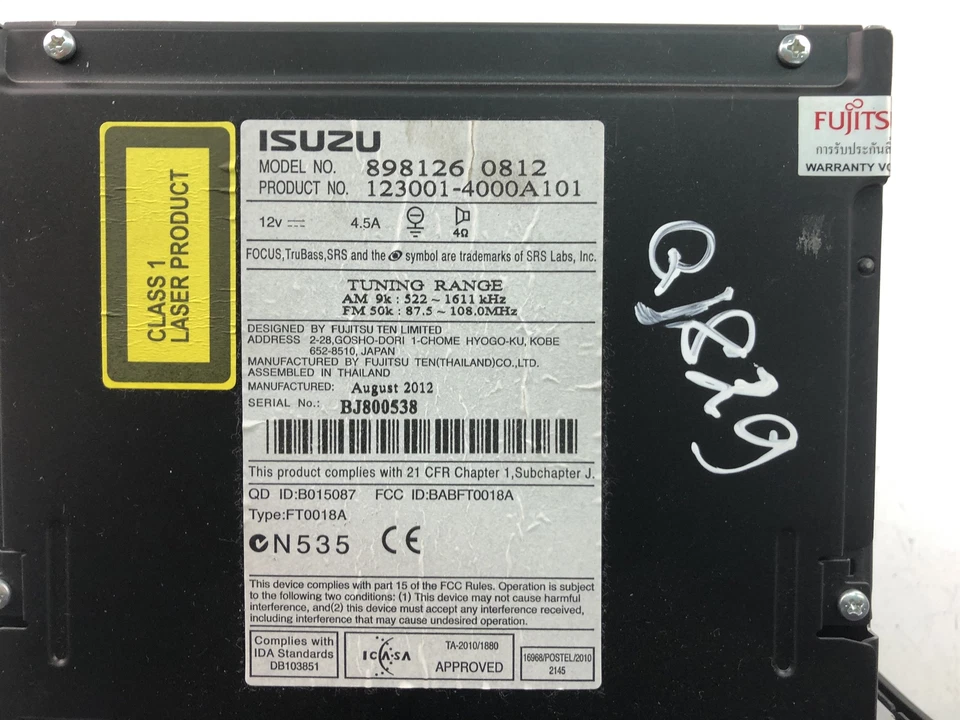 Q1829 ISUZU CD RADIO CONTROL 8981260812 [PIN/CODE NOT INCLUDED] - Image 3 of 4