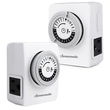 DEWENWILS Indoor Outlet Timer Plug in Light Timer 24-Hour Timer Switch 2 Pack 