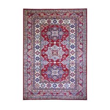 7' x 10' Upsdell Red Hand Knotted Afghan Super Kazak Soft Wool Rug R74823