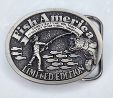 VINTAGE Fish America Pewter Bass Limited Edition Belt Buckle