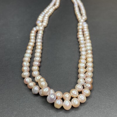 Antique 1940s 9k Gold Clasp Saltwater 7mm Pink Pearl 50