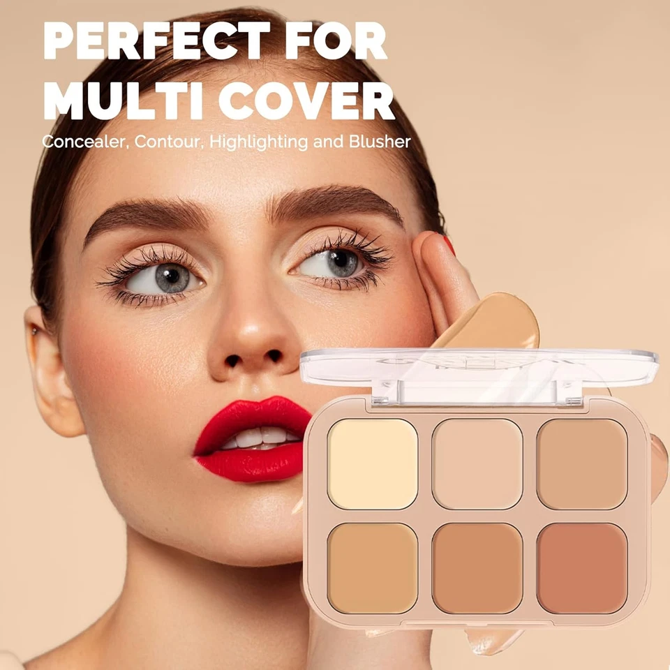 6 Farben Concealer Abdeckcreme Camouflage Palette Mit 11 Stück Kosmetikpinsel, C - Bild 2 von 4