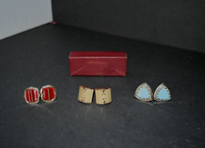 VINTAGE 50's SWANK RUBY RED LIGHT BLUE CUFF LINKS AND PURPLE SHIRT STUDS