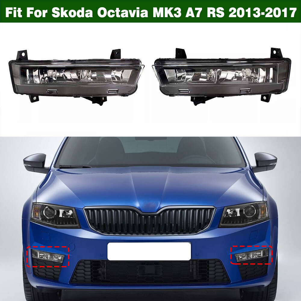 Left&Right Front Bumper Fog Lights Lamps For Skoda Octavia MKIII
