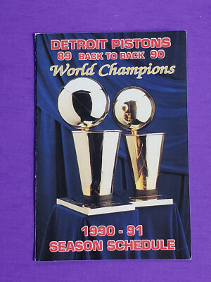 1990-91 DETROIT PISTONS VINTAGE POCKET SCHEDULE NBA CHAMPIONS BAD BOYS BUDWEISER