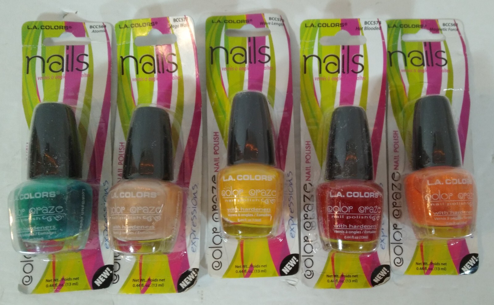 Mix Lot of 30 LA Colors Color Craze Nail Polish With Hardeners