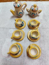 Vintage Mini Tiny Floral Ceramic 16 Pieces Tea Set Cups Saucers Sugar Tea Pot