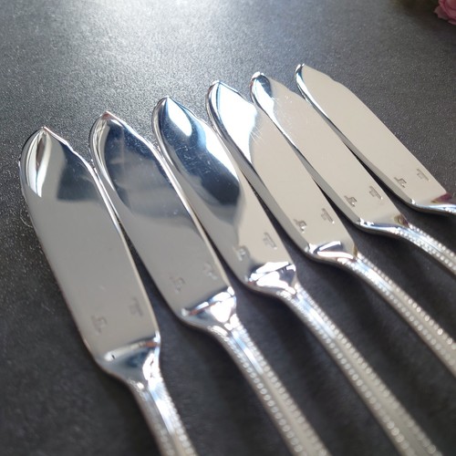 Christofle Perles 6pcs Silverplate Flatware Fish Knife Excellent - Picture 9 of 24