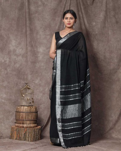 Indian Designer Linen Saree For Women 