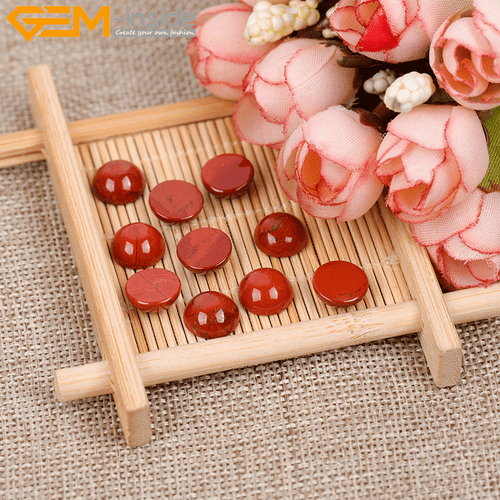 5Pcs Natural Red Jasper Coin CAB Cabochon Beads Jewelry Ring Pendant Making DIY - Picture 35 of 40