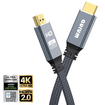 HDMI Kabel TV Video Verbindung 4K HDTV HDR 3D UHD AVR Nylon Flachkabel vergoldet
