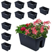 10 X Balkonkiste 13L Blumenkasten GeläNderkasten 27,2X39,6 Cm H22,5 Cm Anthrazit