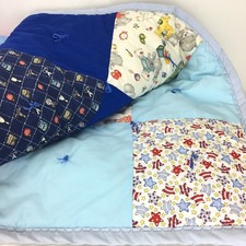 Handmade Childrens Theme Block Quilt Blanket Throw Multi Color Pink Blue Red