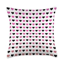 Coquette Aesthetic Cute Ditsy Hearts Love Feminine Pink Throw Pillow