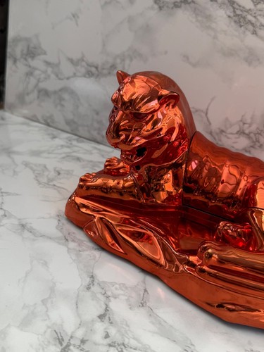 Retro Sci-Fi Jaguar horror Landline Phone Chrome Rose Gold Light Up Eyes Vintage - Picture 7 of 16