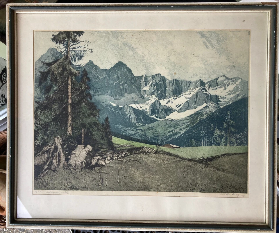 Nr. 344 Josef Eidenberger, Gosau Dachstein Südwand Salzkammergut Radierung - Bild 2 von 4