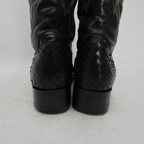 Villano Herren Größe 8,5 D Schwarz Leder Schlangenmuster Cowboy Western Stiefel - Bild 8 von 11