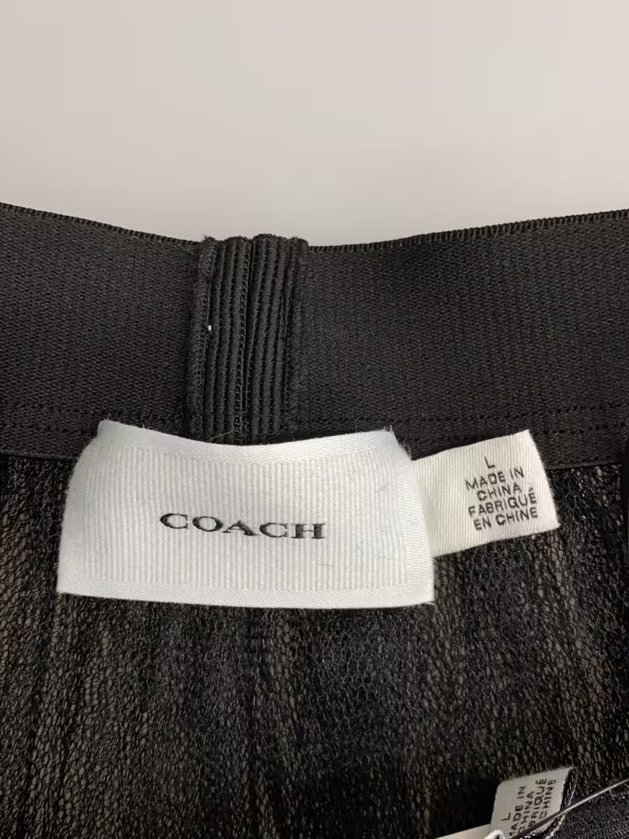 COACH Long Skirt, Size L, Polyester, Black, Solid Color, CDK29 thumbnail 4