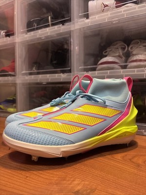 Adidas Adizero Impact+ 2.0 Blue/Yellow JH6717 Metal Baseball Cleats Mens Sz 11.5