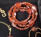 10pc Vintage Amber Tone Jewelry Lot 60s 70s Boho Necklaces Bracelets — photo 3