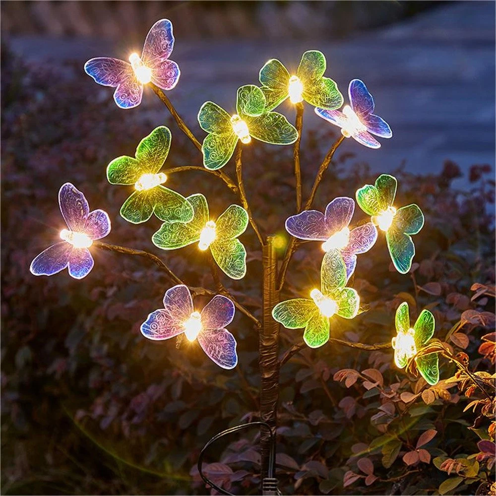 LED Solar Firefly Lights Garden Waterproof Landscape Pathway Stake Light Decor