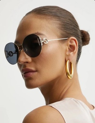 Gucci Sunglasses GG1206SA Metal Gold Frame Round Dark Gray  display picture 3