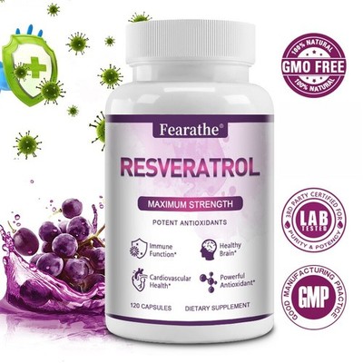 Resveratrol Brain Function Health Slows Down Wrinkles Signs Aging 30-120 Capsule