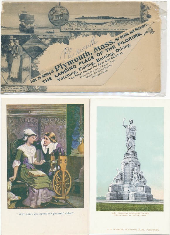 POSTCARD- MA, PLYMOTH plymouth 9 VIEWS plus original ENVELOPE