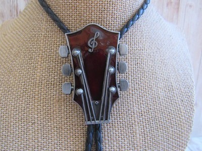 Retro Red Guitar Bolo Tie Necklace Wedding Western Necktie Jewelry N5336