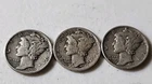 Lot of 3 Silver Mercury Dimes (1939, 1940 And 1941) - 90% Silver US Coins