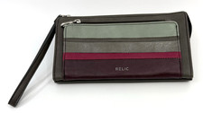 Relic by Fossil Striped Wallet Wristlet Zip Multiple Slots Polka Dot Lining