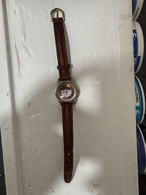 Vintage Edison Quartz Moonphase Watch Sun Moon Day Night Dial Brown Leather Band
