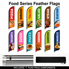 Food Sign Feather Flag with Pole Kit 8.2FT Food Business Advertising Flag.