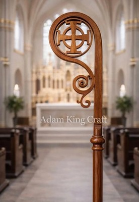 Wooden CROZIER Bishop Staff Crosier Quality Craftsmanship, 72'' Christmas
